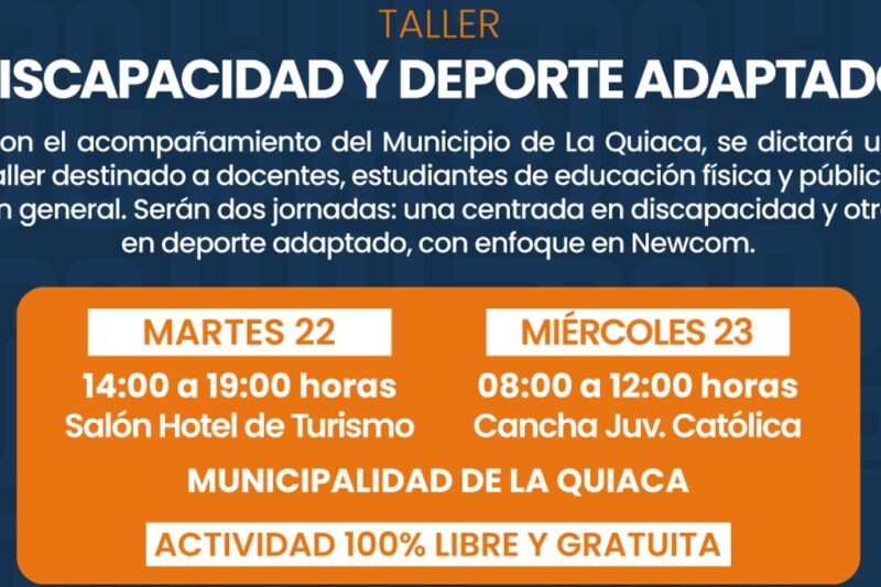 La Quiaca capacitará sobre discapacidad, deporte adaptado y Newcom